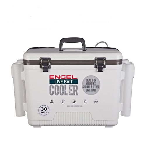 Engel, 30 Qt Live Bait Dry Box Cooler with Rod Holders